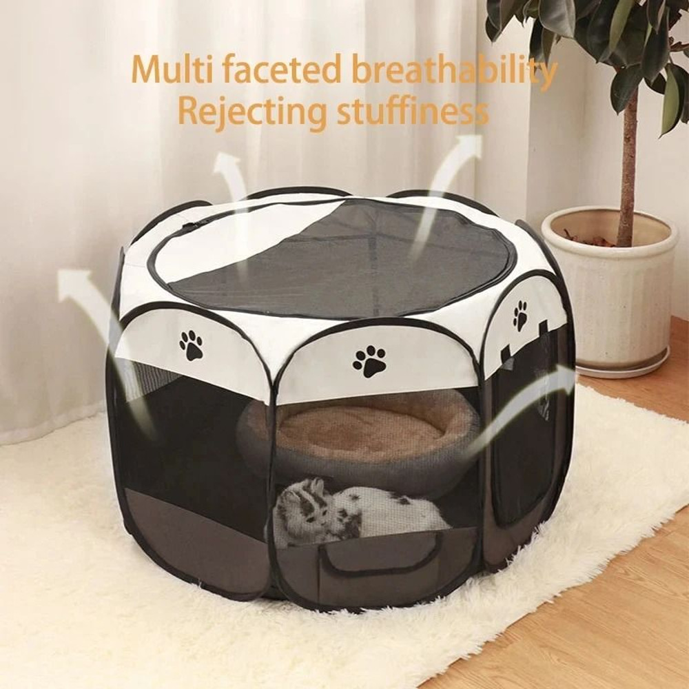 Foldable Pet Tent And Octagonal Enclosure For Cats And Small Dogs Portable Oxford Cloth Kennel 5
