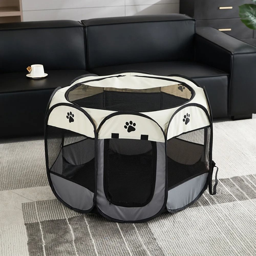 Foldable Pet Tent And Octagonal Enclosure For Cats And Small Dogs Portable Oxford Cloth Kennel 9