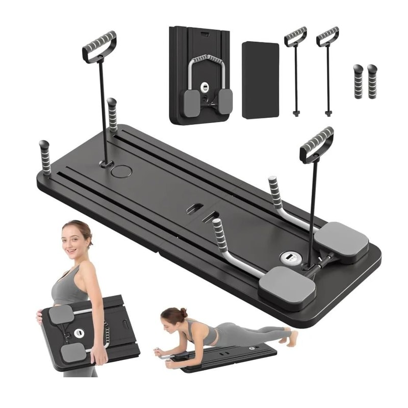 Adjustable Pilates Push Up And Core Training Board With Resistance Bands For Home Workouts 4