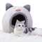 Warm Winter Cat Cave Bed With Removable Cushion 0