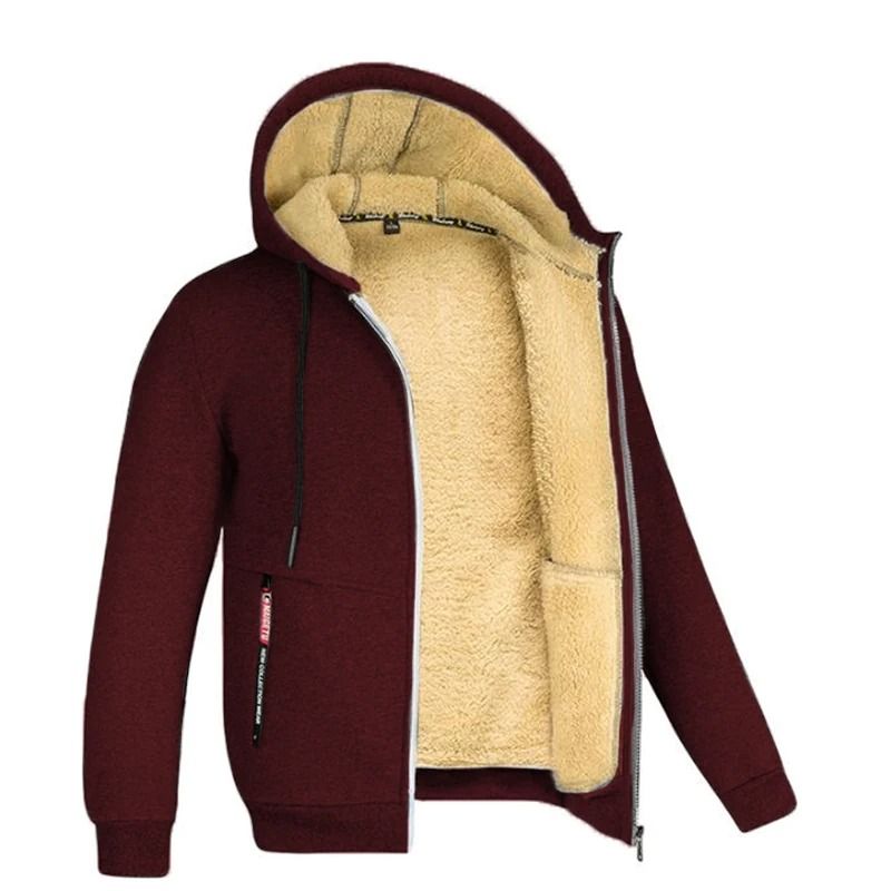 Unisex Lamb Wool Zipper Jacket With Plush Lining And Front Pockets For Winter Warmth 12