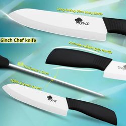 ceramic kitchen knife set with peeler and protective sheaths for precision cutting