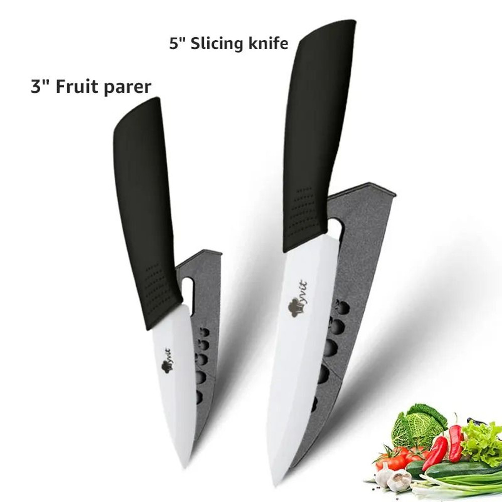 Ceramic Kitchen Knife Set With Peeler And Protective Sheaths For Precision Cutting 5