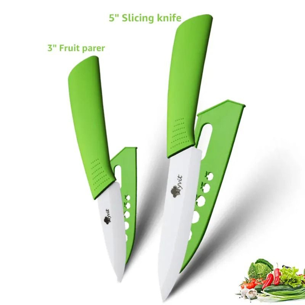 Ceramic Kitchen Knife Set With Peeler And Protective Sheaths For Precision Cutting 6