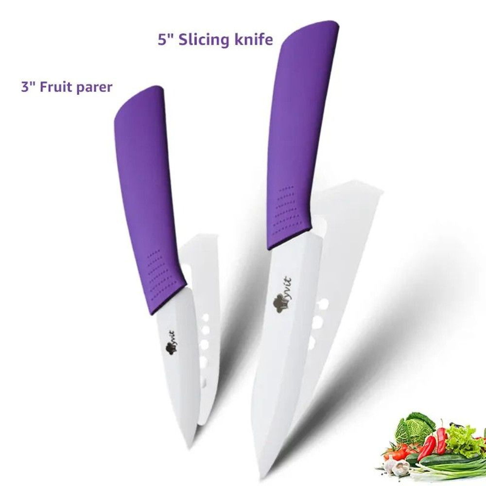Ceramic Kitchen Knife Set With Peeler And Protective Sheaths For Precision Cutting 7