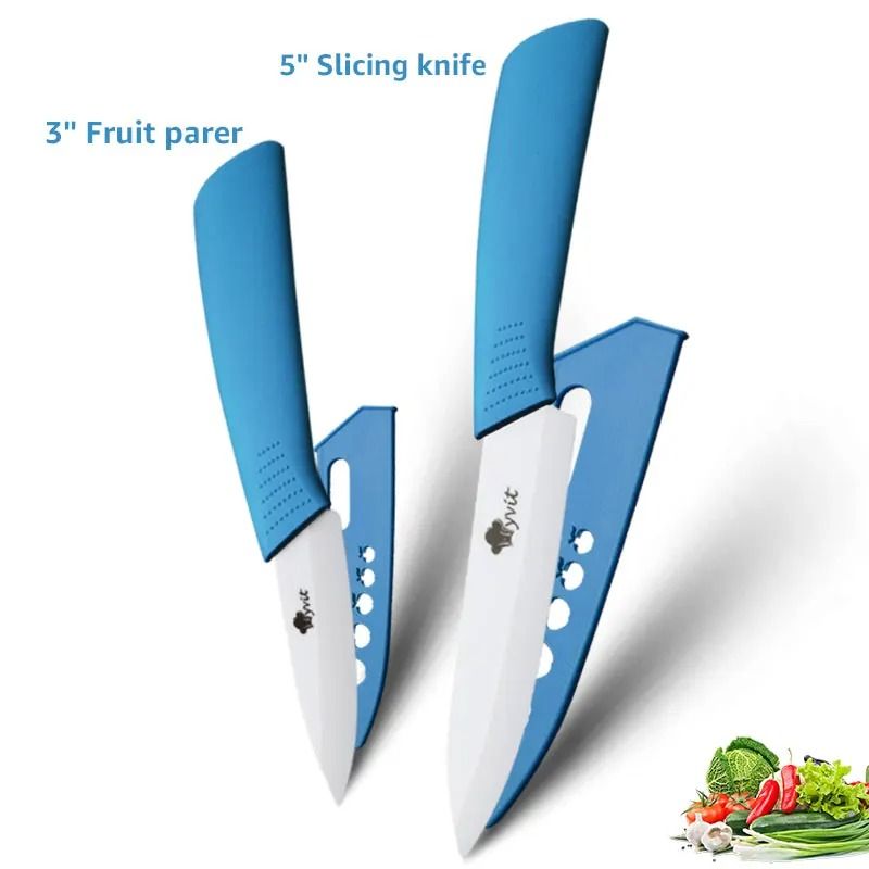 Ceramic Kitchen Knife Set With Peeler And Protective Sheaths For Precision Cutting 8