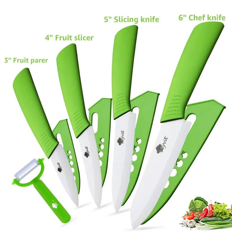 Ceramic Kitchen Knife Set With Peeler And Protective Sheaths For Precision Cutting 18