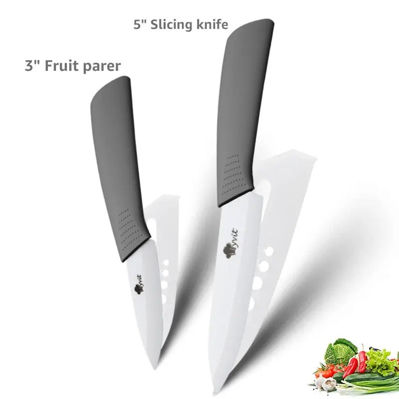 Ceramic Kitchen Knife Set With Peeler And Protective Sheaths For Precision Cutting 10