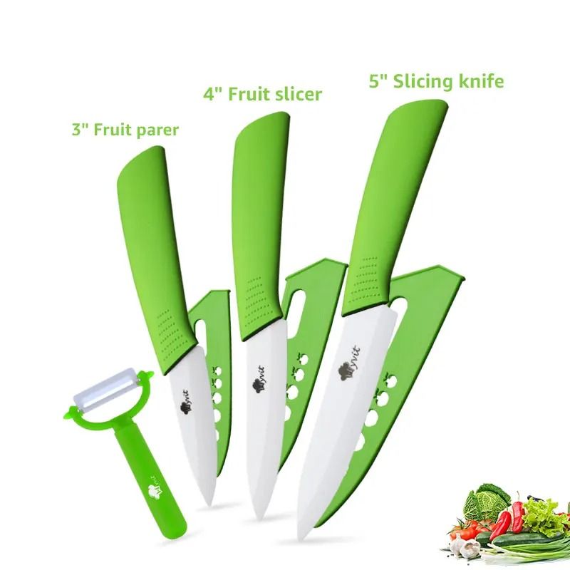 Ceramic Kitchen Knife Set With Peeler And Protective Sheaths For Precision Cutting 12