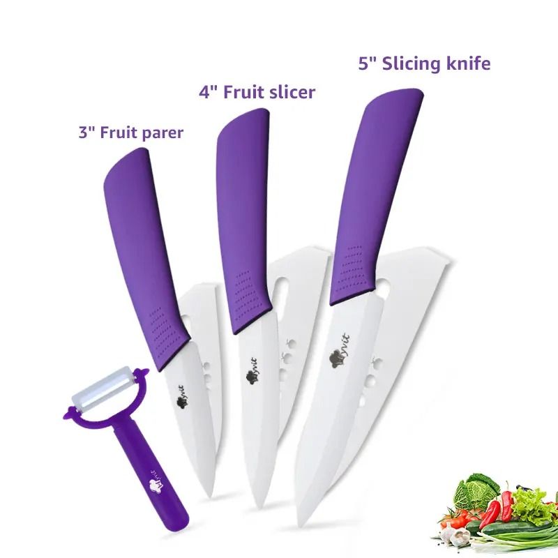 Ceramic Kitchen Knife Set With Peeler And Protective Sheaths For Precision Cutting 13