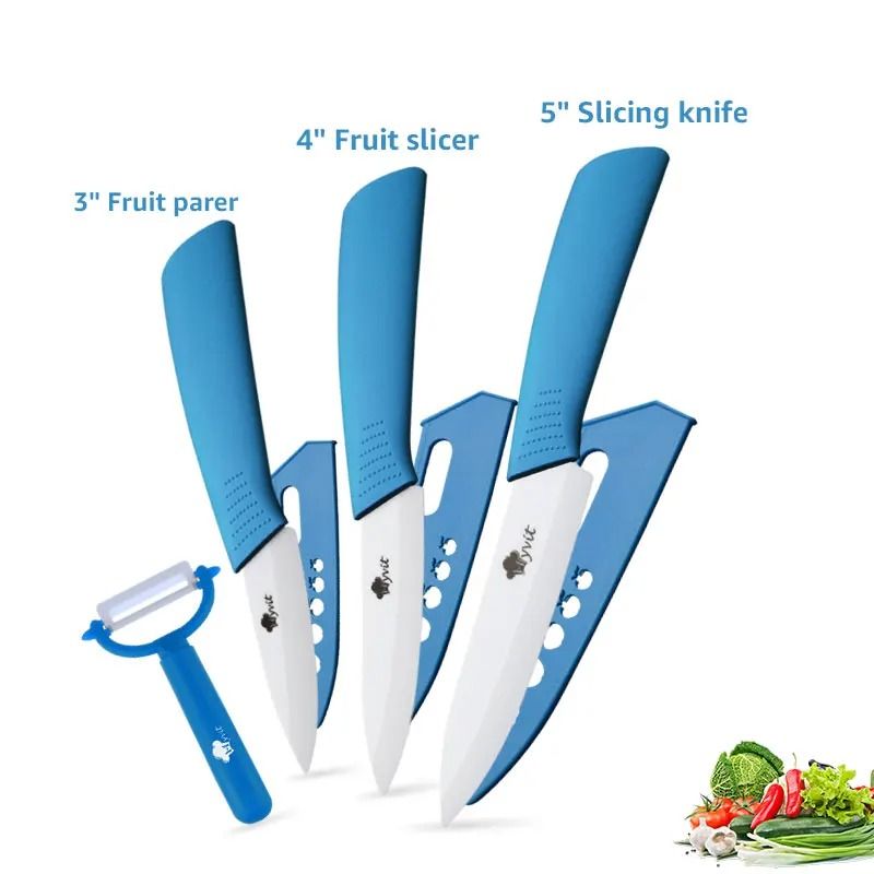 Ceramic Kitchen Knife Set With Peeler And Protective Sheaths For Precision Cutting 14