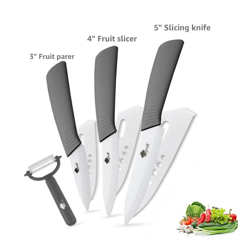 Ceramic Kitchen Knife Set With Peeler And Protective Sheaths For Precision Cutting 16