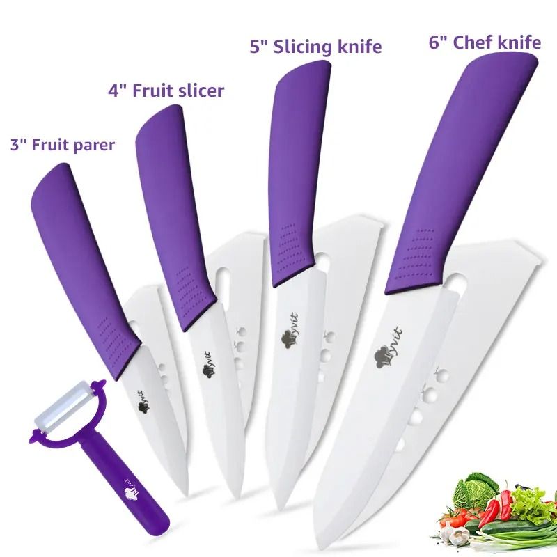 Ceramic Kitchen Knife Set With Peeler And Protective Sheaths For Precision Cutting 19