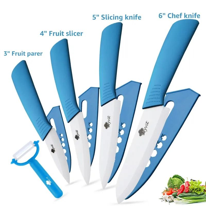 Ceramic Kitchen Knife Set With Peeler And Protective Sheaths For Precision Cutting 20