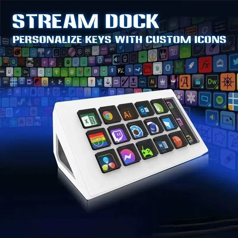 LCD Button Stream Deck Keyboard With 15 Custom Keys For Live Content Creation 0