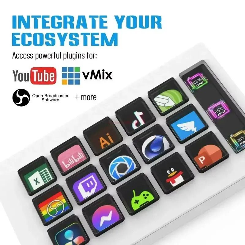 LCD Button Stream Deck Keyboard With 15 Custom Keys For Live Content Creation 1