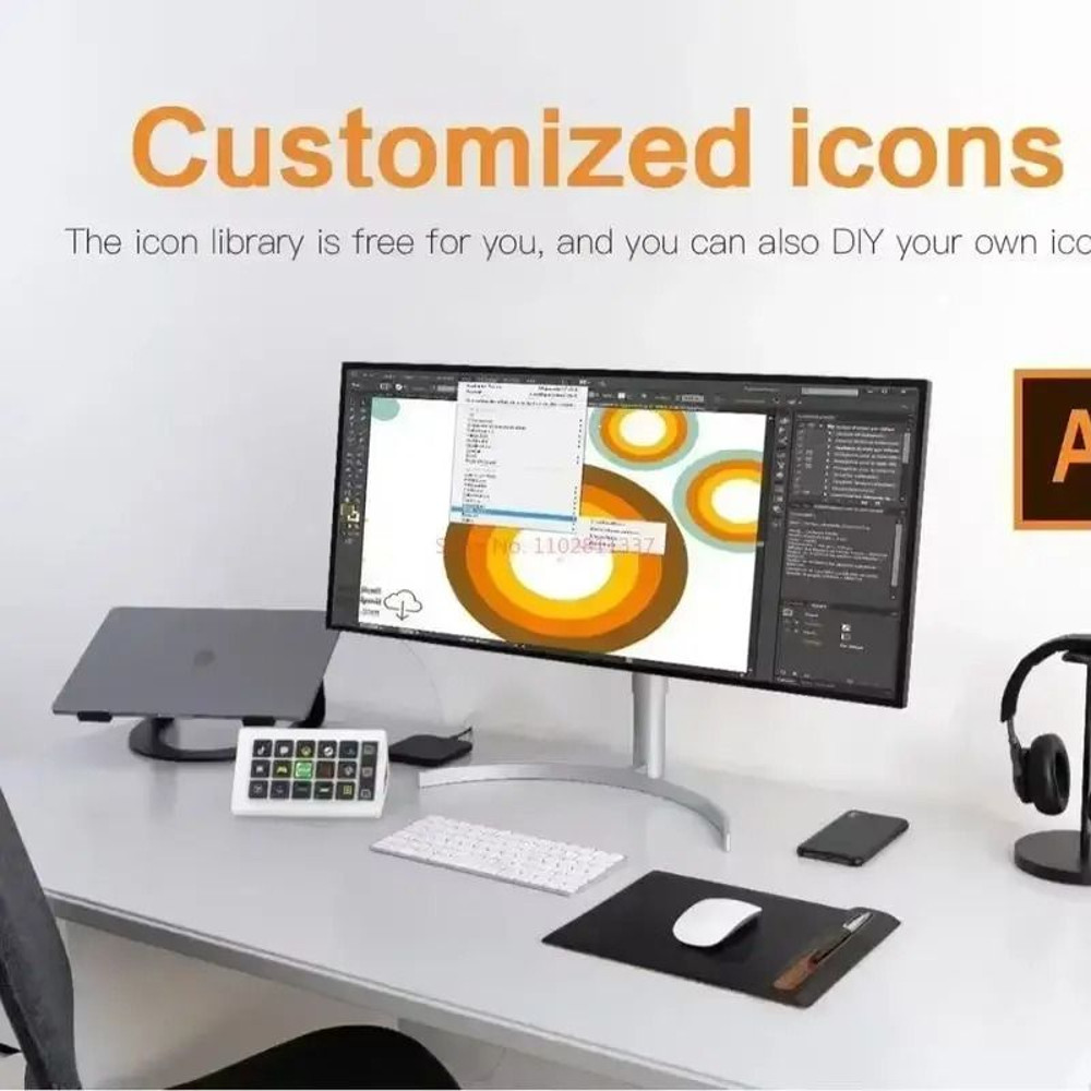 LCD Button Stream Deck Keyboard With 15 Custom Keys For Live Content Creation 2