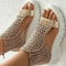 Womens Gold Knitted Summer Sandals With Braided Elastic Design And Flat Mesh Sole 0
