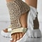 Womens Gold Knitted Summer Sandals With Braided Elastic Design And Flat Mesh Sole 1