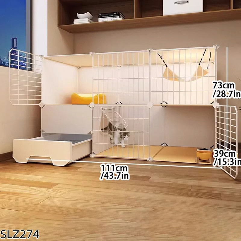 Three Story Indoor Cat House With Built In Litter Box And Spacious Multi Level Design 9