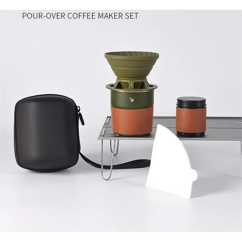 Portable Hand Brew Coffee Set With Silicone Filter For Travel And Camping 9