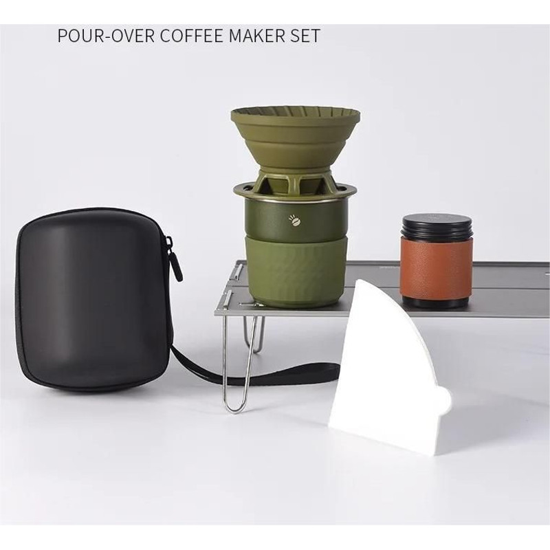 Portable Hand Brew Coffee Set With Silicone Filter For Travel And Camping 10