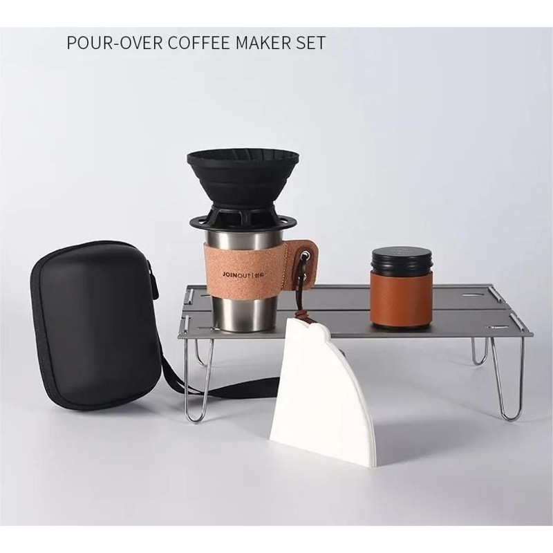 Portable Hand Brew Coffee Set With Silicone Filter For Travel And Camping 5