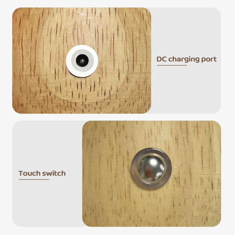 Wooden Mushroom Night Light With Stepless Dimming And Rechargeable Battery 4