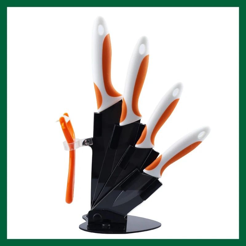 Ceramic Kitchen Knife Set With Peeler And Organizer Stand 16