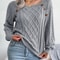 Women Casual Square Neck Button Sweater Long Sleeve Knit Pullover For Fall And Winter Style 10