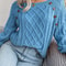 Women Casual Square Neck Button Sweater Long Sleeve Knit Pullover For Fall And Winter Style 11