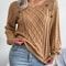 Women Casual Square Neck Button Sweater Long Sleeve Knit Pullover For Fall And Winter Style 12