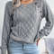 Women Casual Square Neck Button Sweater Long Sleeve Knit Pullover For Fall And Winter Style 4