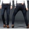 Men Stretch Slim Fit Casual Pants Comfortable Business Style Soft Straight Denim Look Trousers 1