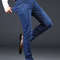 Men Stretch Slim Fit Casual Pants Comfortable Business Style Soft Straight Denim Look Trousers 2