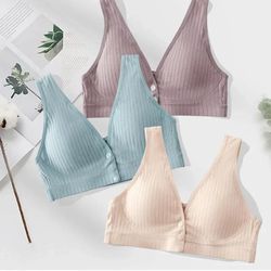 breathable cotton nursing bra with front opening for breastfeeding comfort