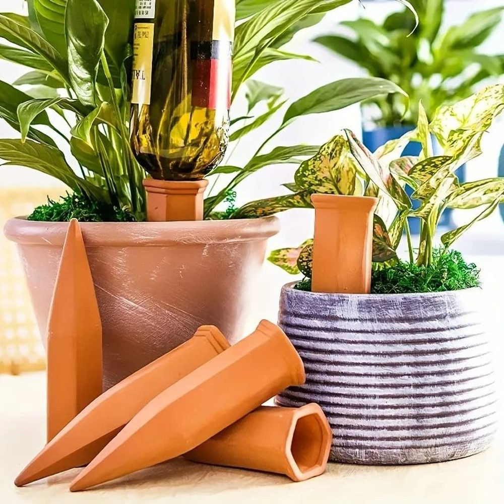 6 Pack Natural Terracotta Self Watering Spikes For Indoor And Outdoor Plants 5