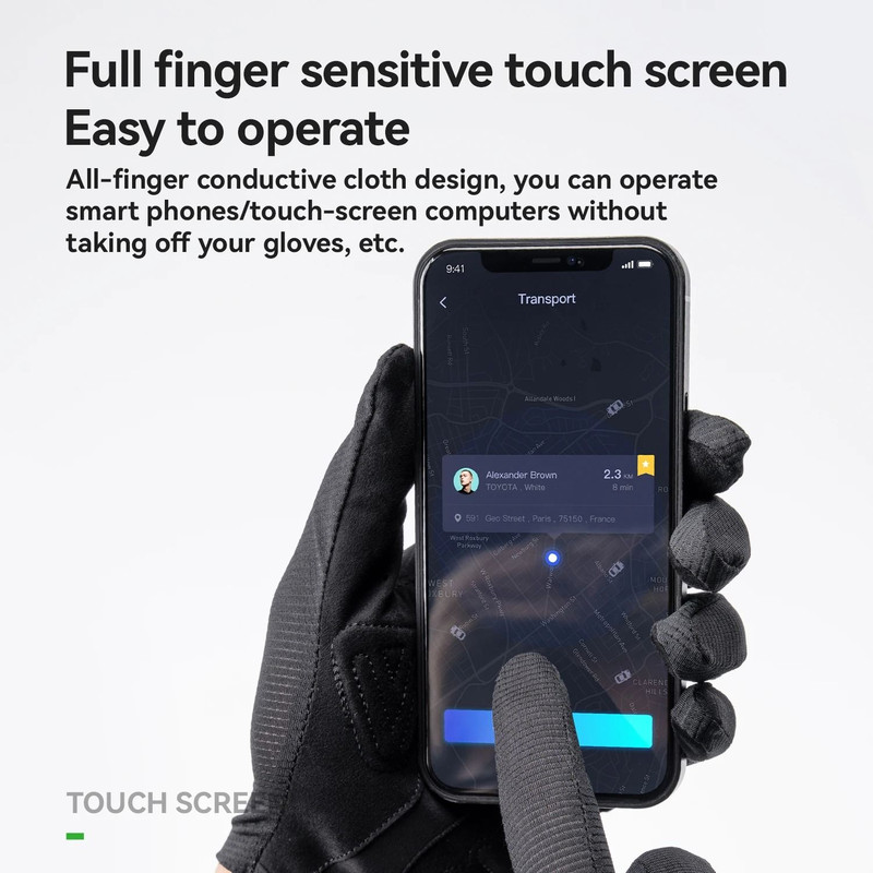 Windproof Full Finger Cycling Gloves With Shock Absorption And Non Slip Grip 4