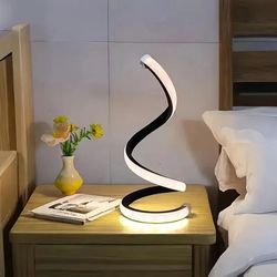 modern led spiral table lamp for bedroom and office decor