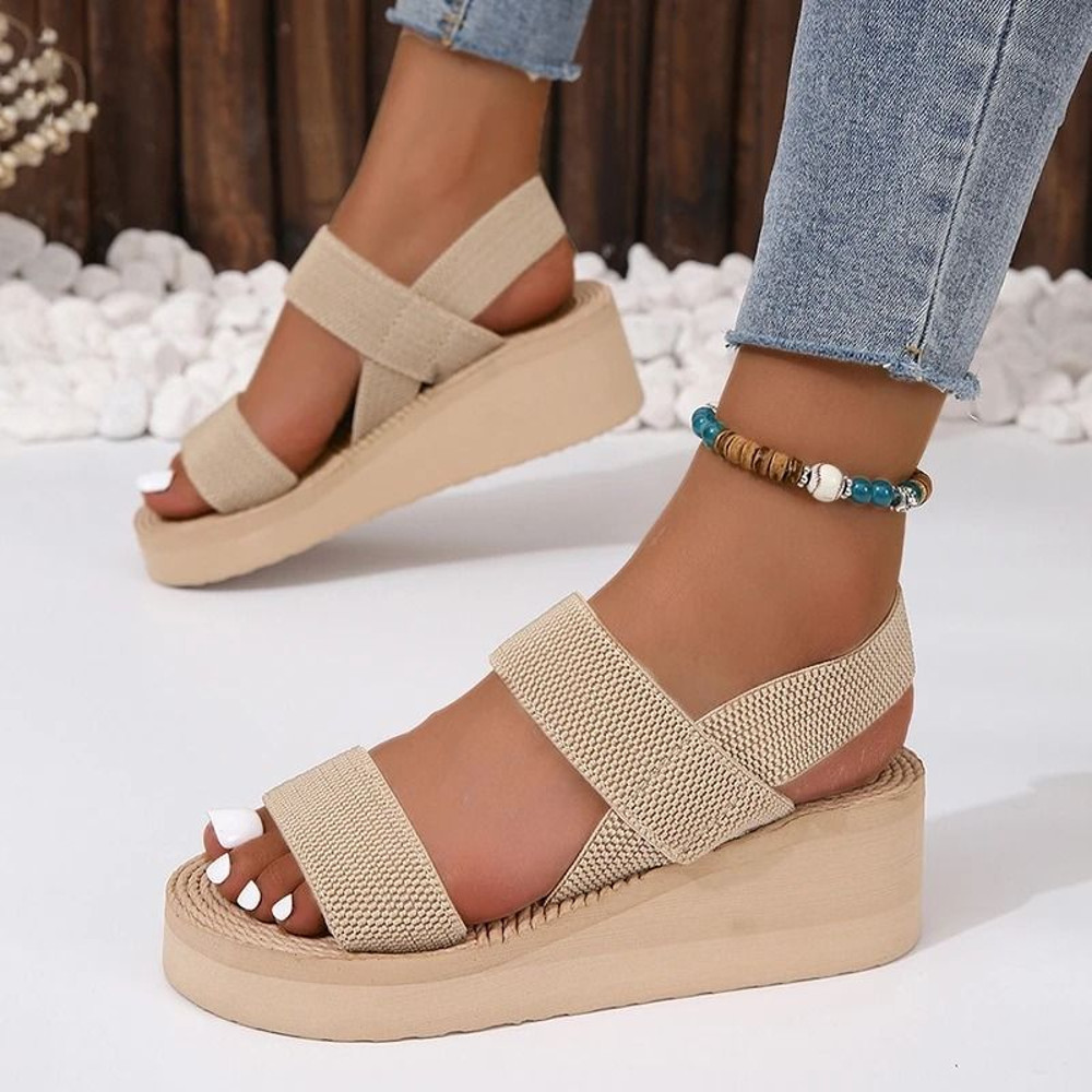Womens Elastic Knit Wedge Sandals For Summer Comfort And Style 6