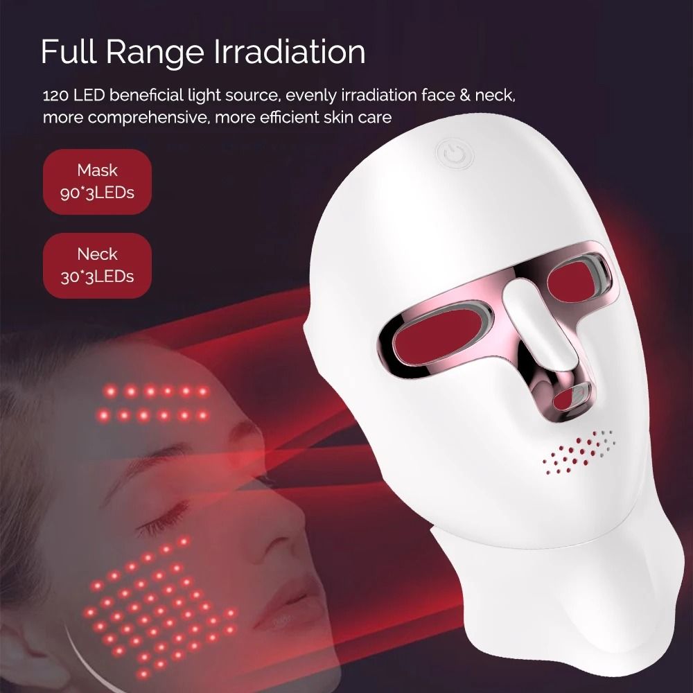 Rechargeable LED Face And Neck Mask With Seven Color Light Therapy For Skin Rejuvenation 2