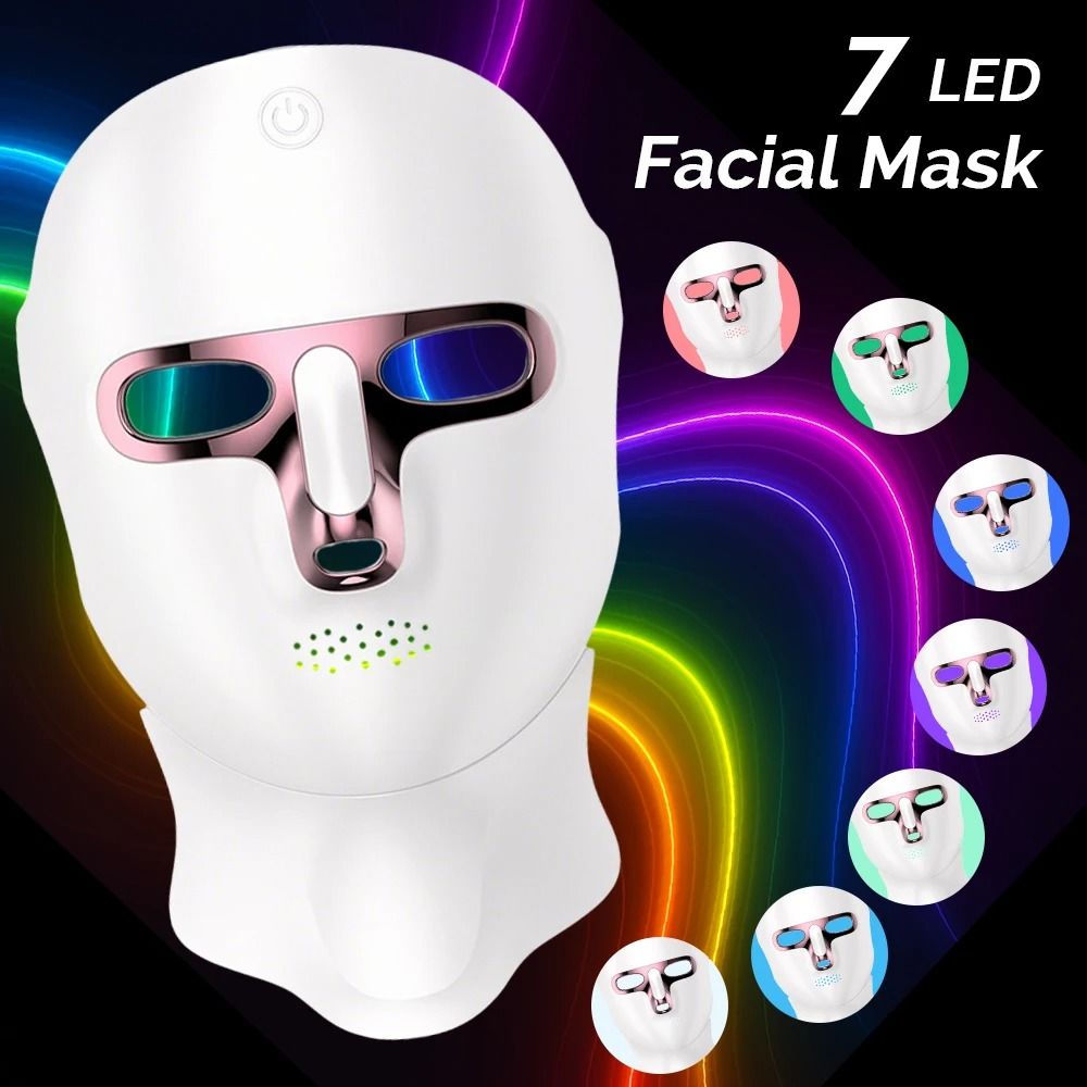 Rechargeable LED Face And Neck Mask With Seven Color Light Therapy For Skin Rejuvenation 5