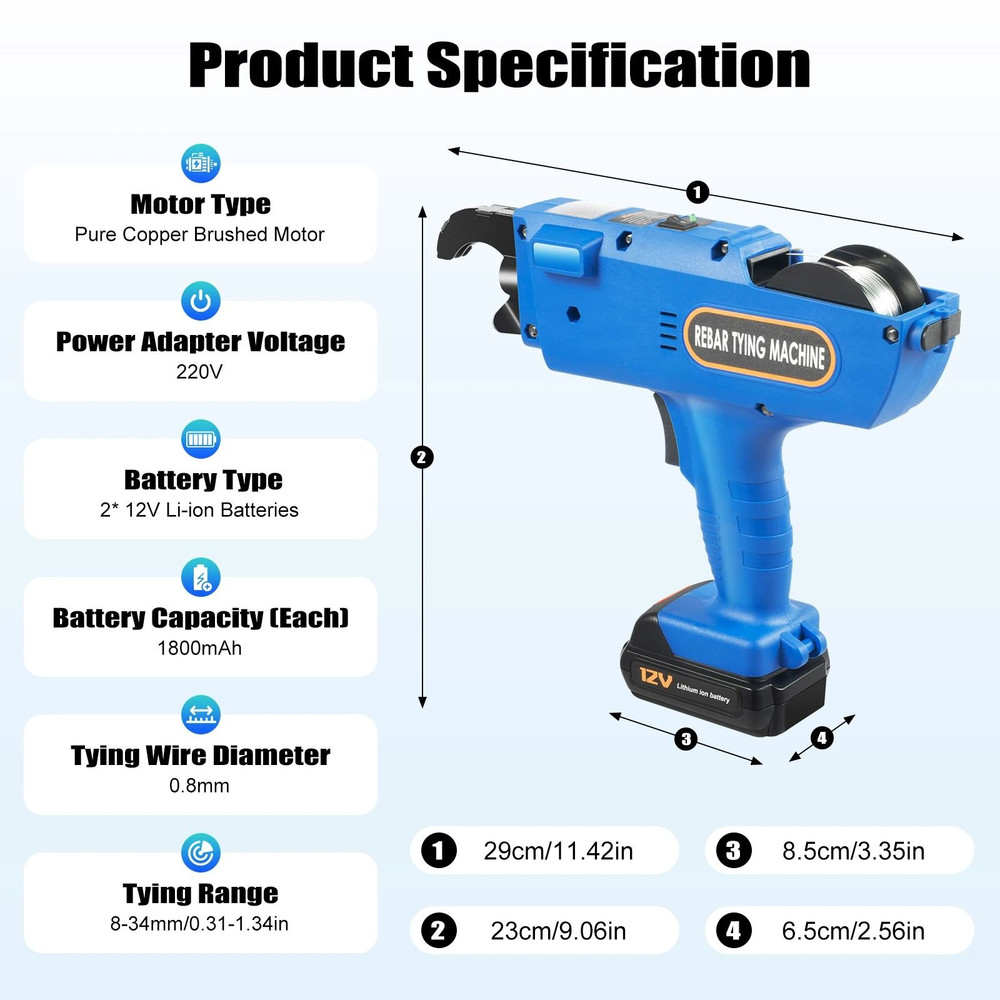 Cordless Electric Rebar Tie Machine With Battery For Fast Steel Bar Binding 2