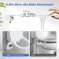 self cleaning bidet attachment with dual nozzles and ultra thin design