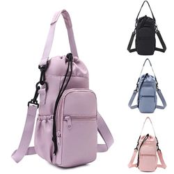 insulated water bottle carrier with phone pocket and adjustable strap