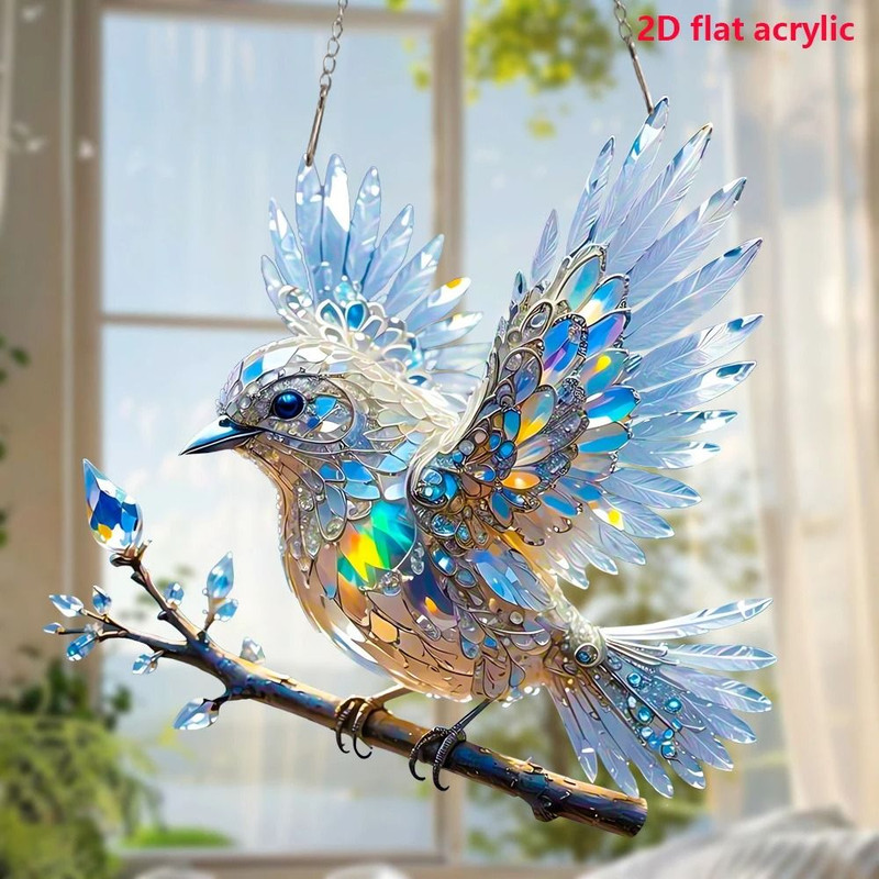 Stained Glass Window Bird Ornament For Home Decor 0