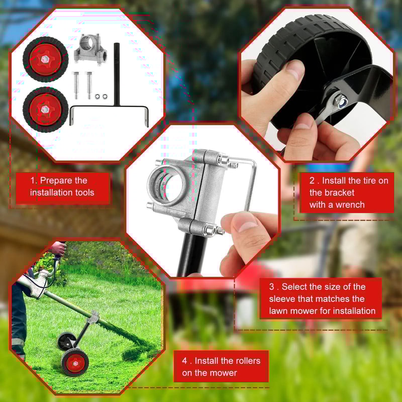 Adjustable Support Wheels For Weed Trimmers And Lawn Edgers 5