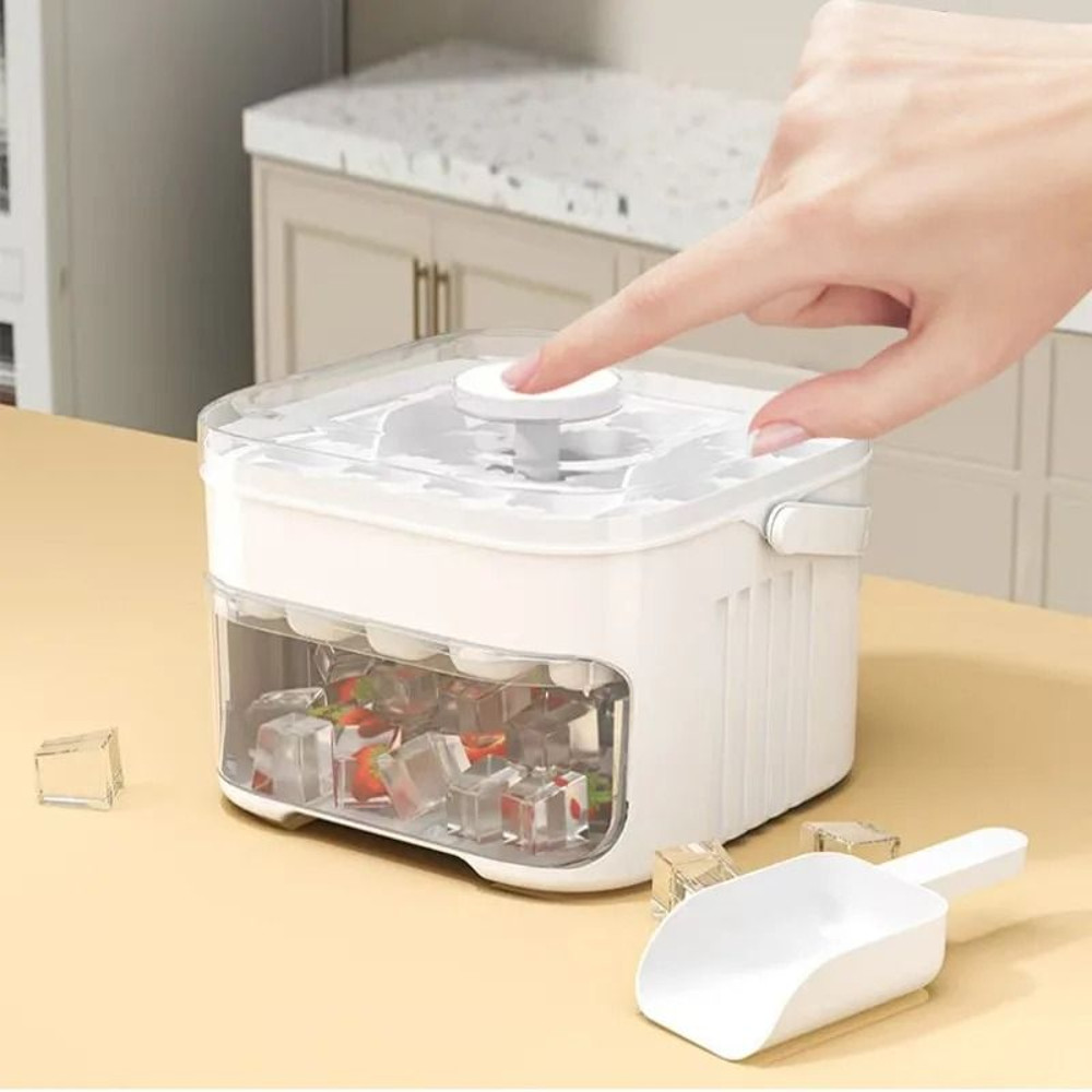 Fifty Cube Ice Mold With Press Top Lid Reusable Ice Maker Tray 2