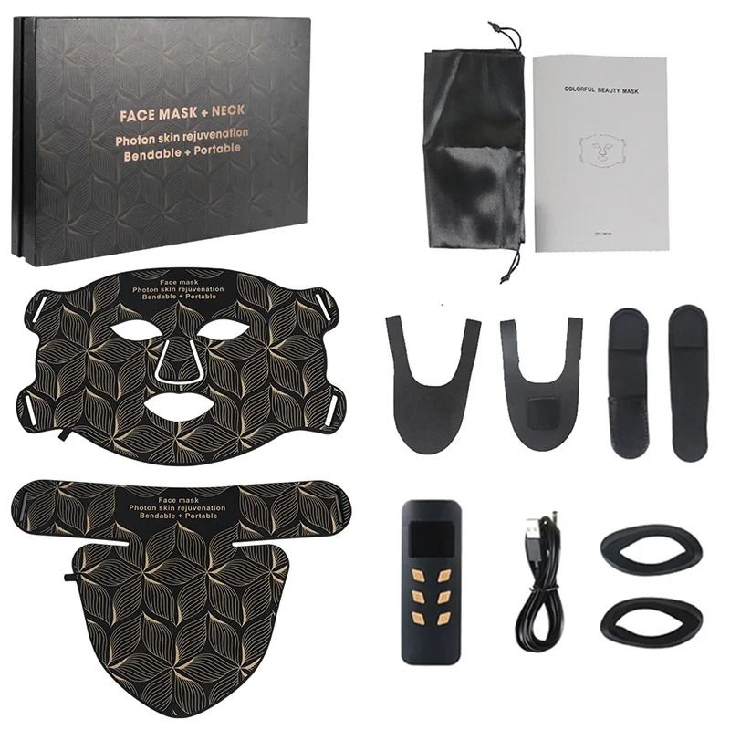 Eight Color LED Facial And Neck Mask With Light Therapy For Skin Firming Whitening And Oil Control 9