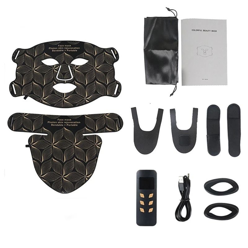 Eight Color LED Facial And Neck Mask With Light Therapy For Skin Firming Whitening And Oil Control 5